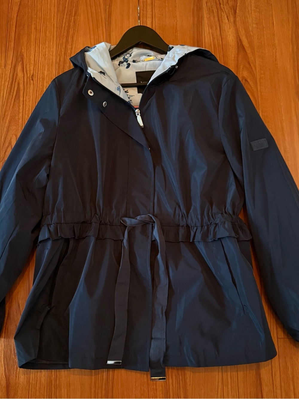 kate spade Navy Hooded rain jacket with Drawstring Waist